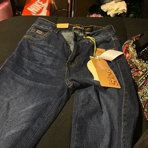 dark blue jeans